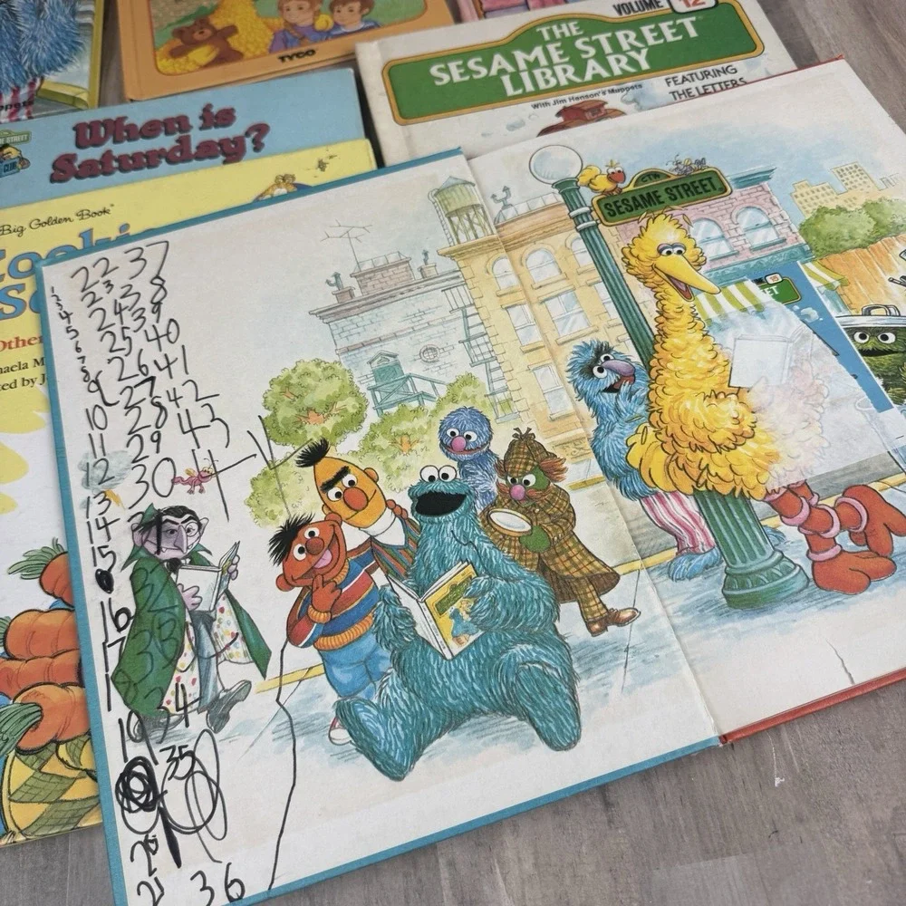 Vintage Sesame Street Lot of 9 Hardback Books Big Bird Elmo Cookie Monster